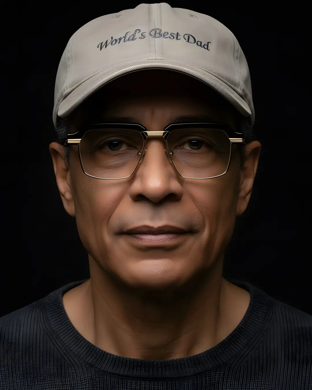 Agbassio The Diplomat luxury eyewear worn with a casual cap and relaxed dark look